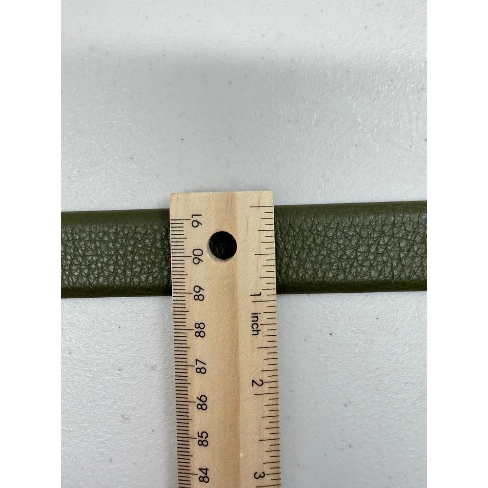 Talbots Olive Green Pebbled Leather Belt Gold Buckle Size S